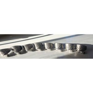 Silver Pewter Metal Leaf Wrap Napkin Rings Set Of 8 Kemp & Beatley?‎
